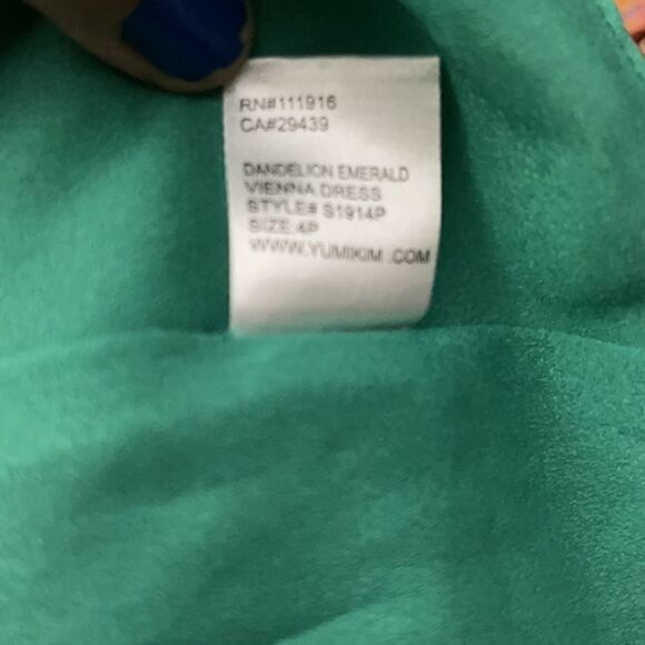 Yumi Kim Vienna Silk Dandelion Emerald Dress Size 6P - Picture 8 of 9